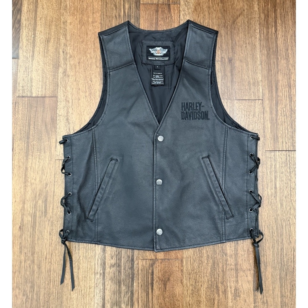 HARLEY DAVIDSON MOTORCYCLE LEATHER VEST LARGE